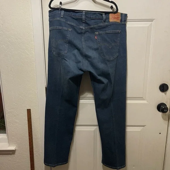 Levis 505 Jeans Waterless Straight Regular Fit Blue Denim Mens 42x32 - Picture 2 of 6